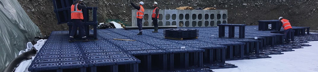 installation of a sewage plastic pipe during the construction of a house. Creative Banner. Copyspace image
