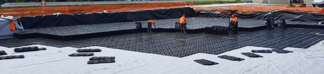 installation of a sewage plastic pipe during the construction of a house. Creative Banner. Copyspace image