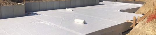 installation of a sewage plastic pipe during the construction of a house. Creative Banner. Copyspace image