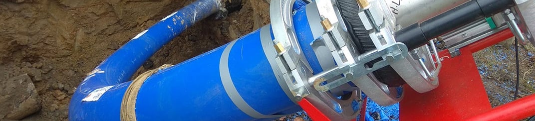 installation of a sewage plastic pipe during the construction of a house. Creative Banner. Copyspace image