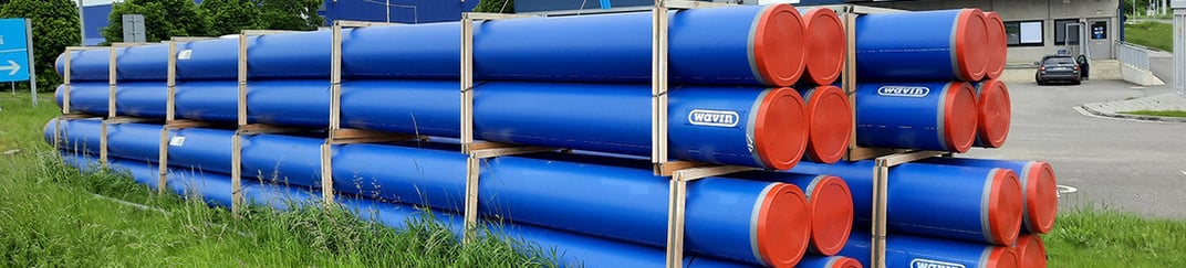 installation of a sewage plastic pipe during the construction of a house. Creative Banner. Copyspace image