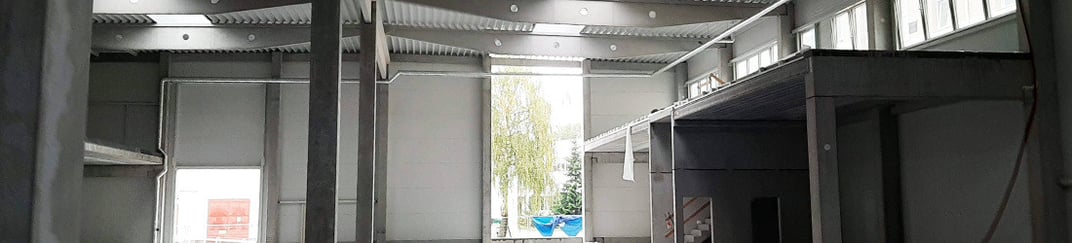 installation of a sewage plastic pipe during the construction of a house. Creative Banner. Copyspace image