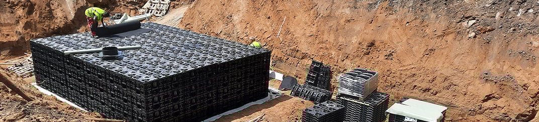 installation of a sewage plastic pipe during the construction of a house. Creative Banner. Copyspace image