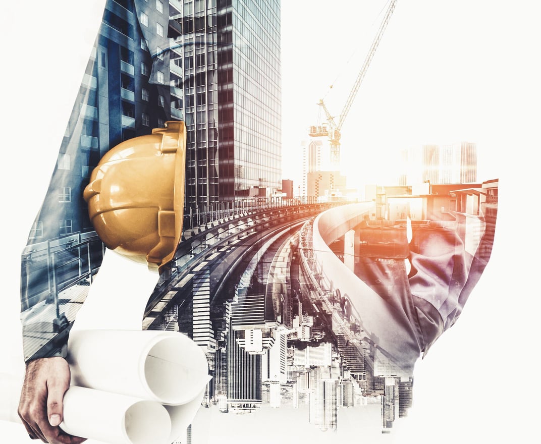 installation of a sewage plastic pipe during the construction of a house. Creative Banner. Copyspace image