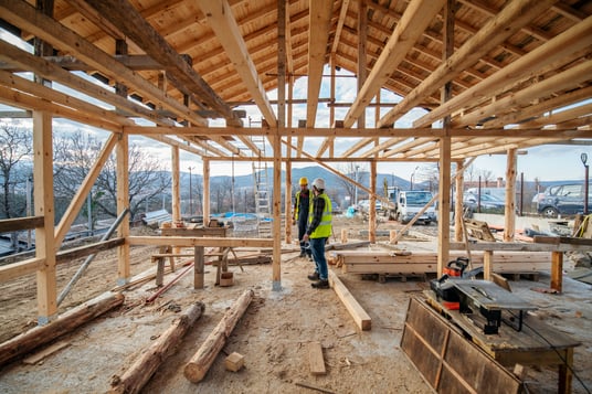 installation of a sewage plastic pipe during the construction of a house. Creative Banner. Copyspace image
