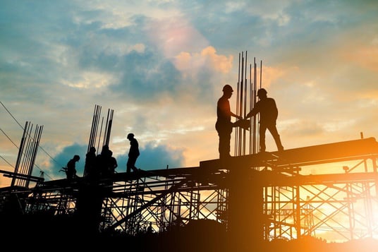 installation of a sewage plastic pipe during the construction of a house. Creative Banner. Copyspace image