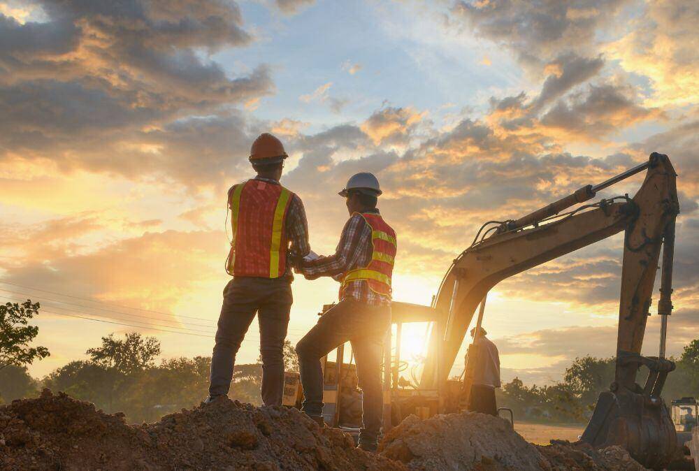 installation of a sewage plastic pipe during the construction of a house. Creative Banner. Copyspace image