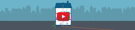 installation of a sewage plastic pipe during the construction of a house. Creative Banner. Copyspace image