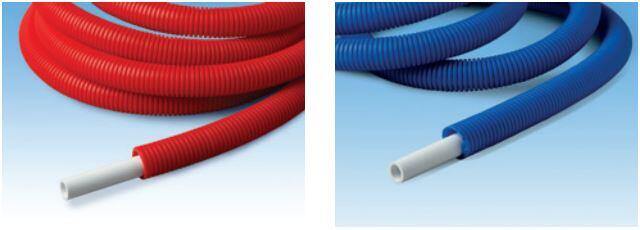 Red and blue pipe coils