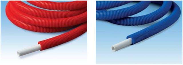 Red and blue pipe coils