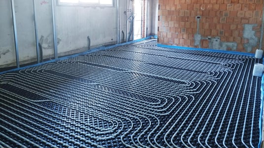 installation of a sewage plastic pipe during the construction of a house. Creative Banner. Copyspace image