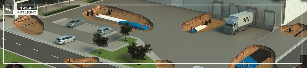 installation of a sewage plastic pipe during the construction of a house. Creative Banner. Copyspace image