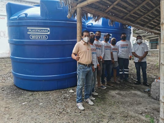 installation of a sewage plastic pipe during the construction of a house. Creative Banner. Copyspace image