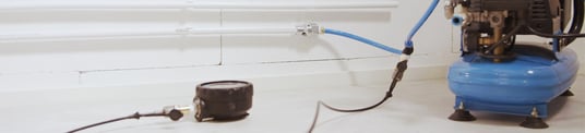 installation of a sewage plastic pipe during the construction of a house. Creative Banner. Copyspace image