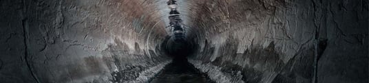 installation of a sewage plastic pipe during the construction of a house. Creative Banner. Copyspace image