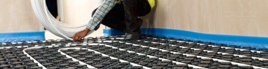 installation of a sewage plastic pipe during the construction of a house. Creative Banner. Copyspace image