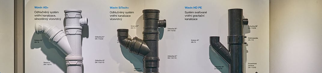 installation of a sewage plastic pipe during the construction of a house. Creative Banner. Copyspace image