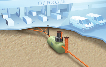 installation of a sewage plastic pipe during the construction of a house. Creative Banner. Copyspace image