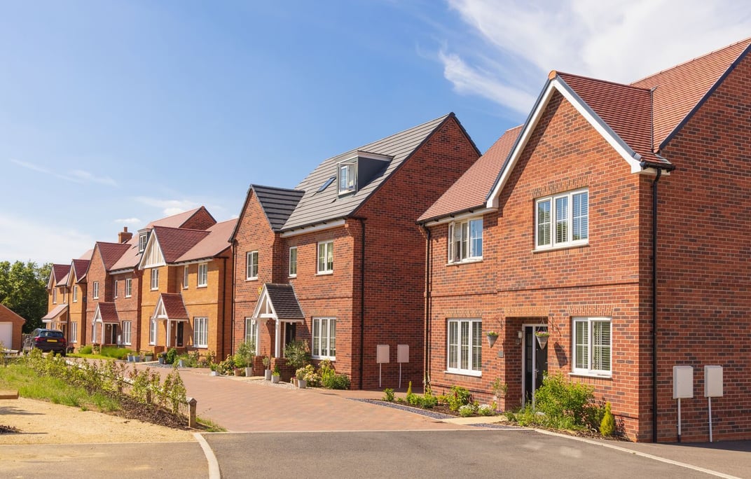Row of houses on a UK new build development