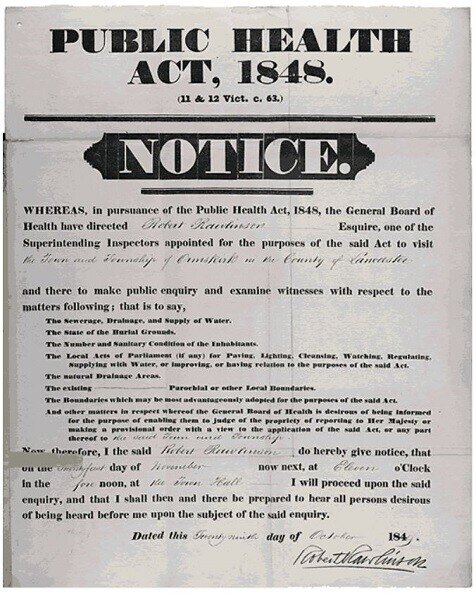 Il National Public Health Act fu approvato nel 1848, un regolamento importante di esempio per tutto il mondo.