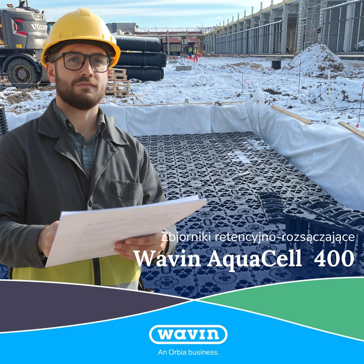 Montaż zbiorników Wavin AquaCell 400 zimą
